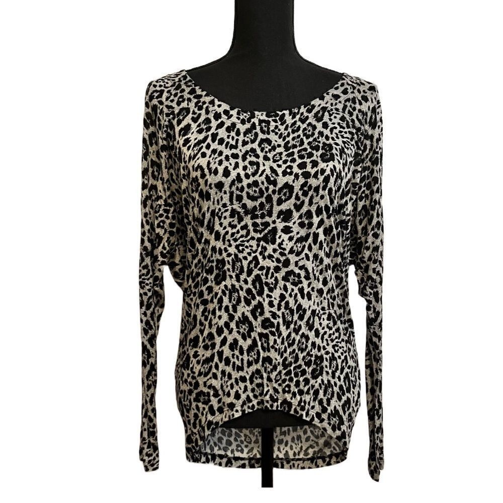 ‎EXPRESS Long Sleeve Backless Top, Leopard Print SZ XS